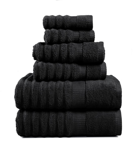 LANE LINEN front packaging showing black towels and set layout, premium look