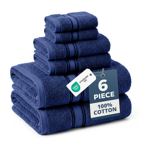 LANE LINEN front packaging navy showing full 6-piece set and clear labeling