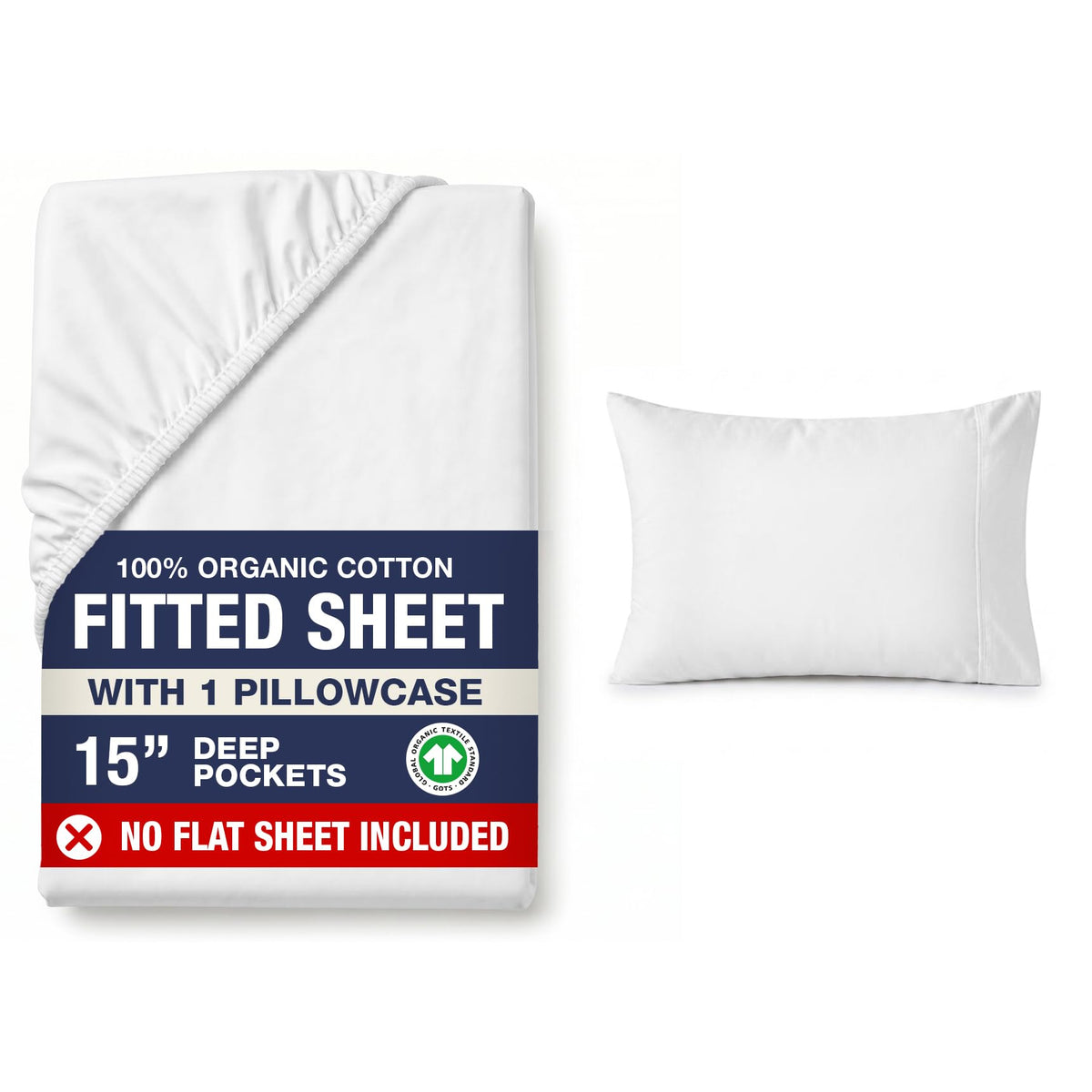 LANE LINEN front packaging showing white Twin XL fitted sheet, gift-ready