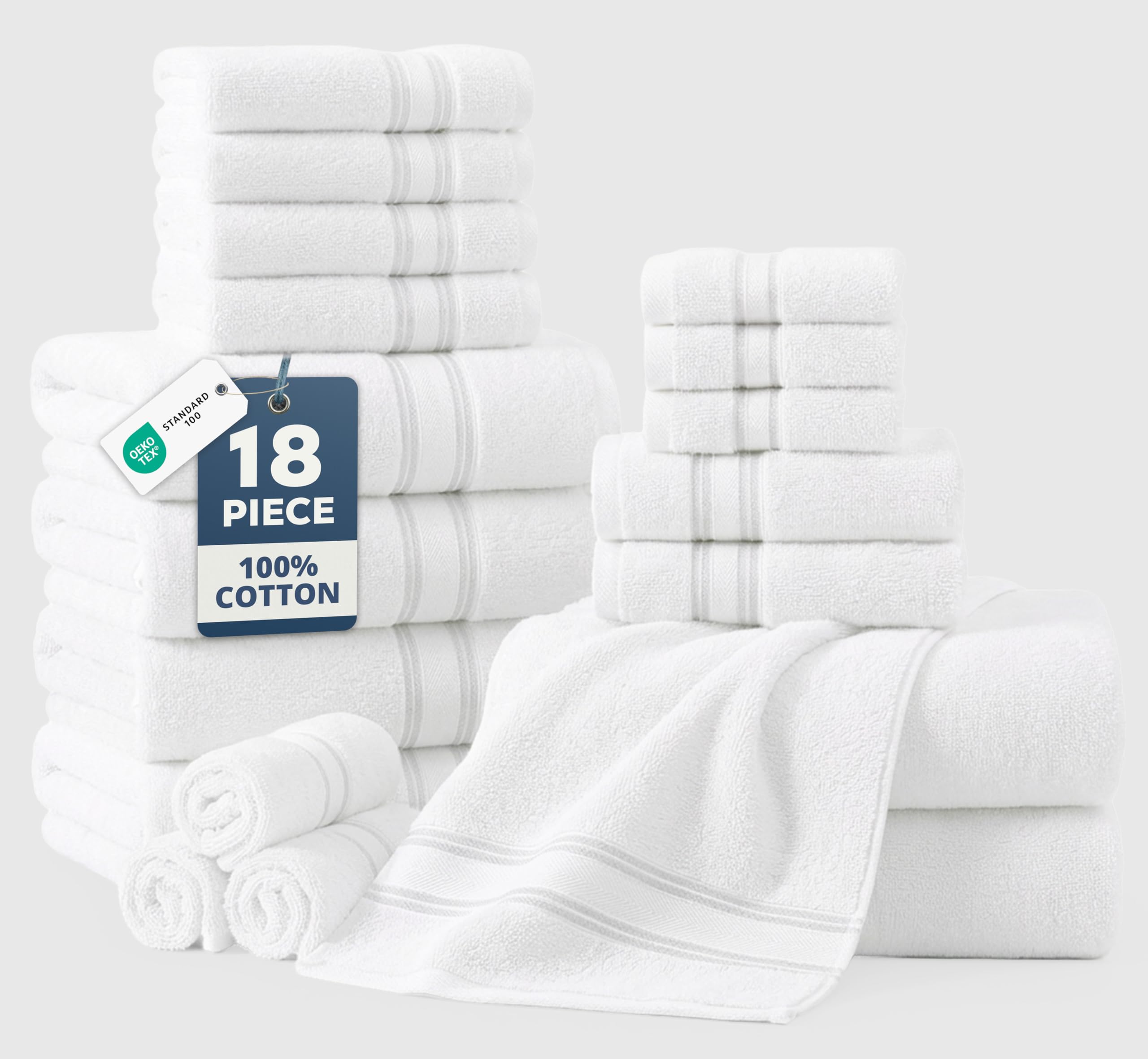 LANE LINEN front packaging showing compressed white towels and eco shipping benefit