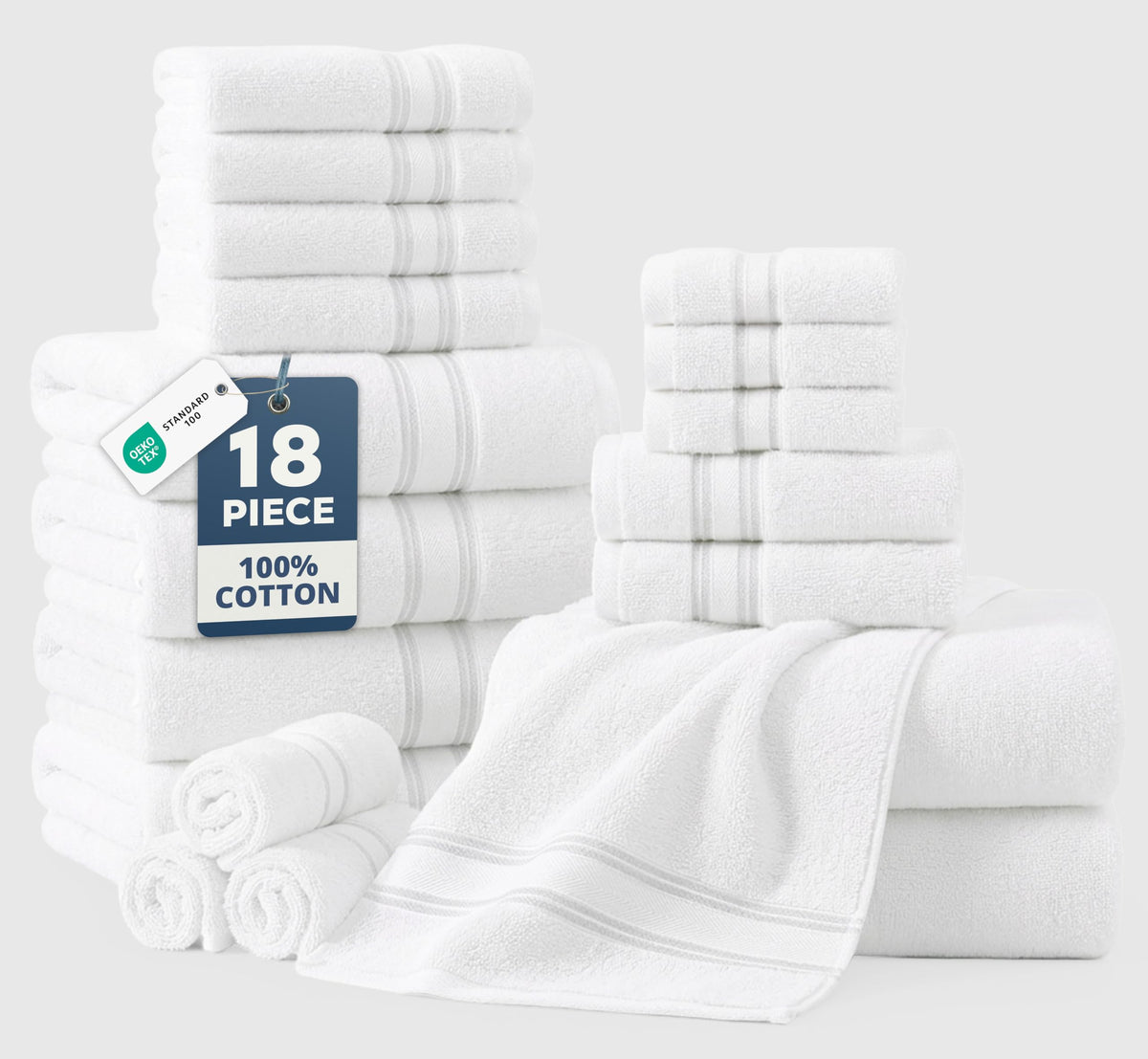 LANE LINEN front packaging showing compressed white towels and eco shipping benefit