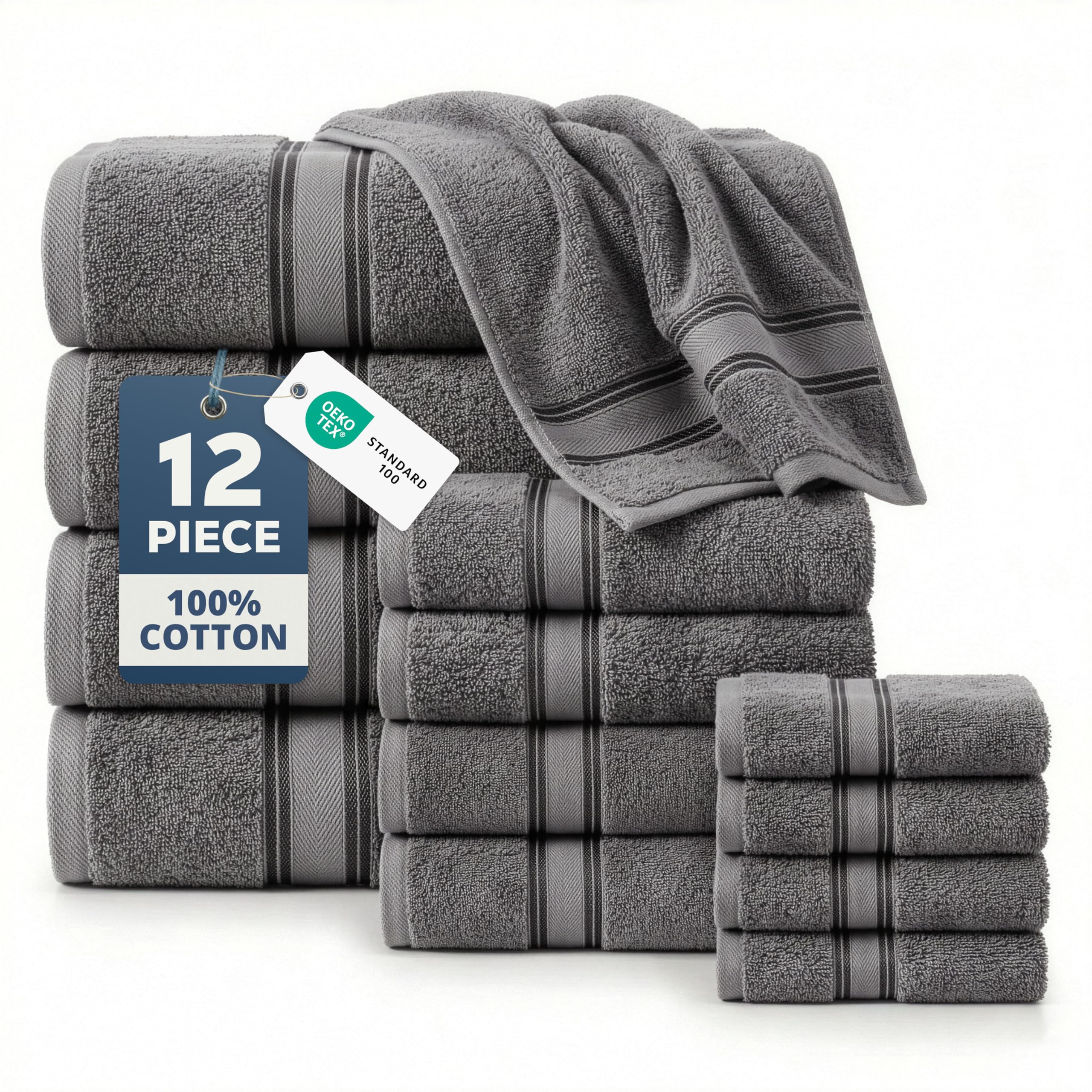 LANE LINEN front packaging showing complete 12-piece set benefit of full bathroom kit