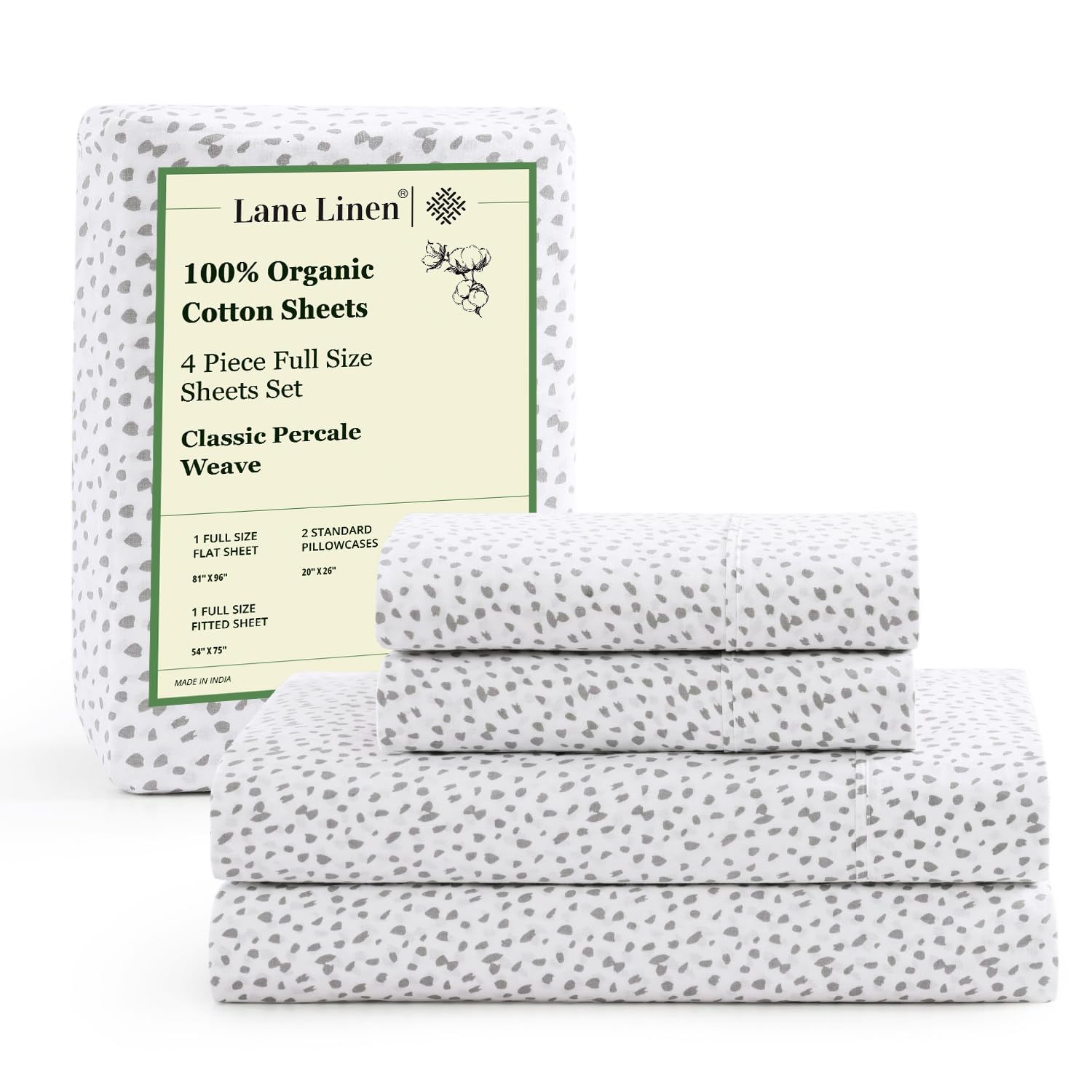 LANE LINEN front view of full 4-piece set showing neat packaging and contents