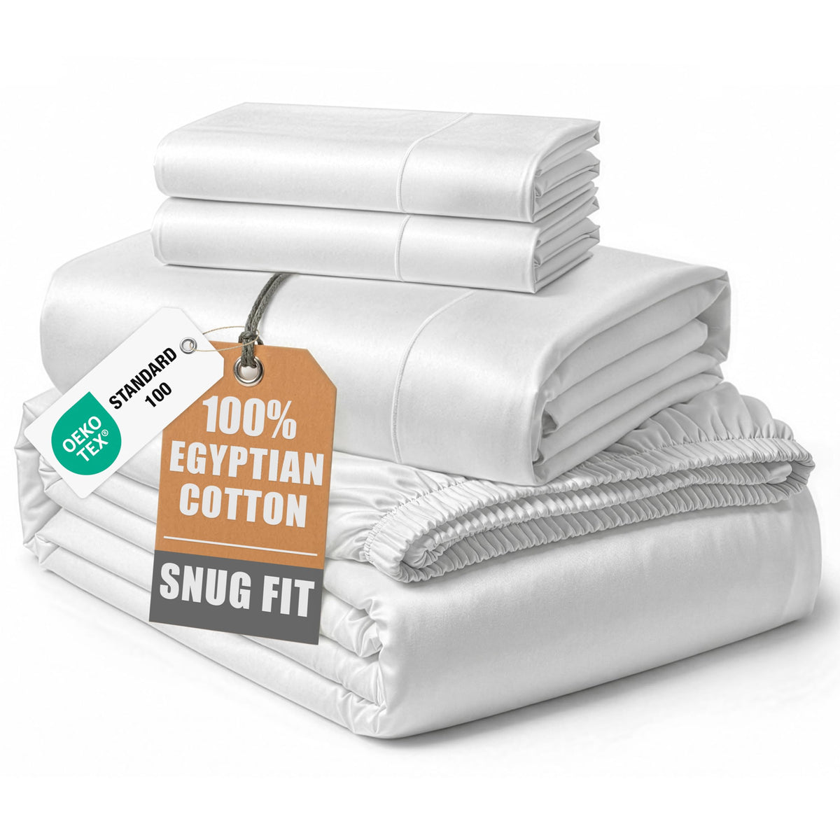 LANE LINEN front packaging showing full sheet set and benefit of neat storage