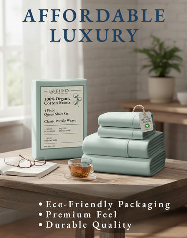 LANE LINEN GOTS certification label detail proving organic standard