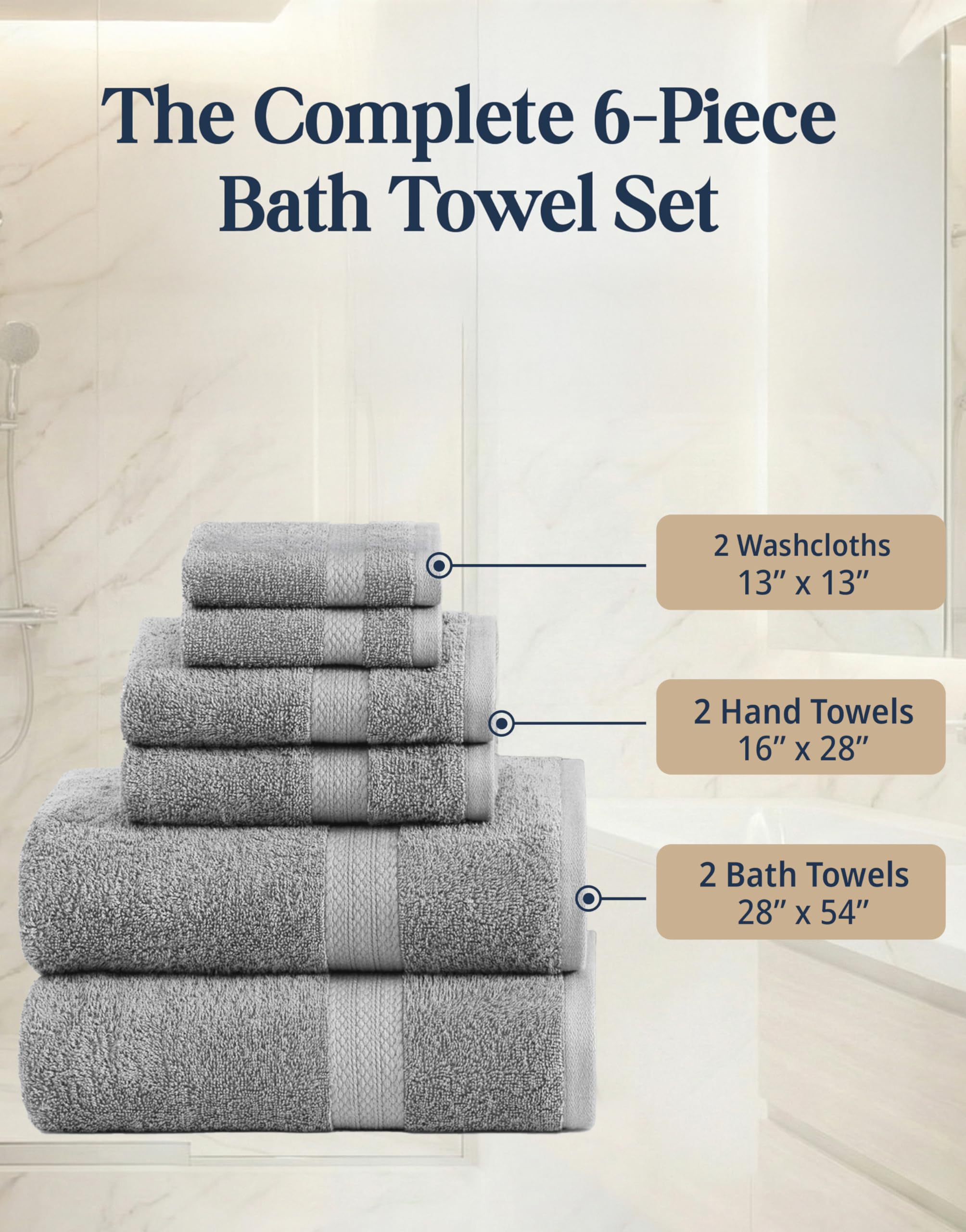 LANE LINEN stacked hand towel and washcloth demonstrating compact storage