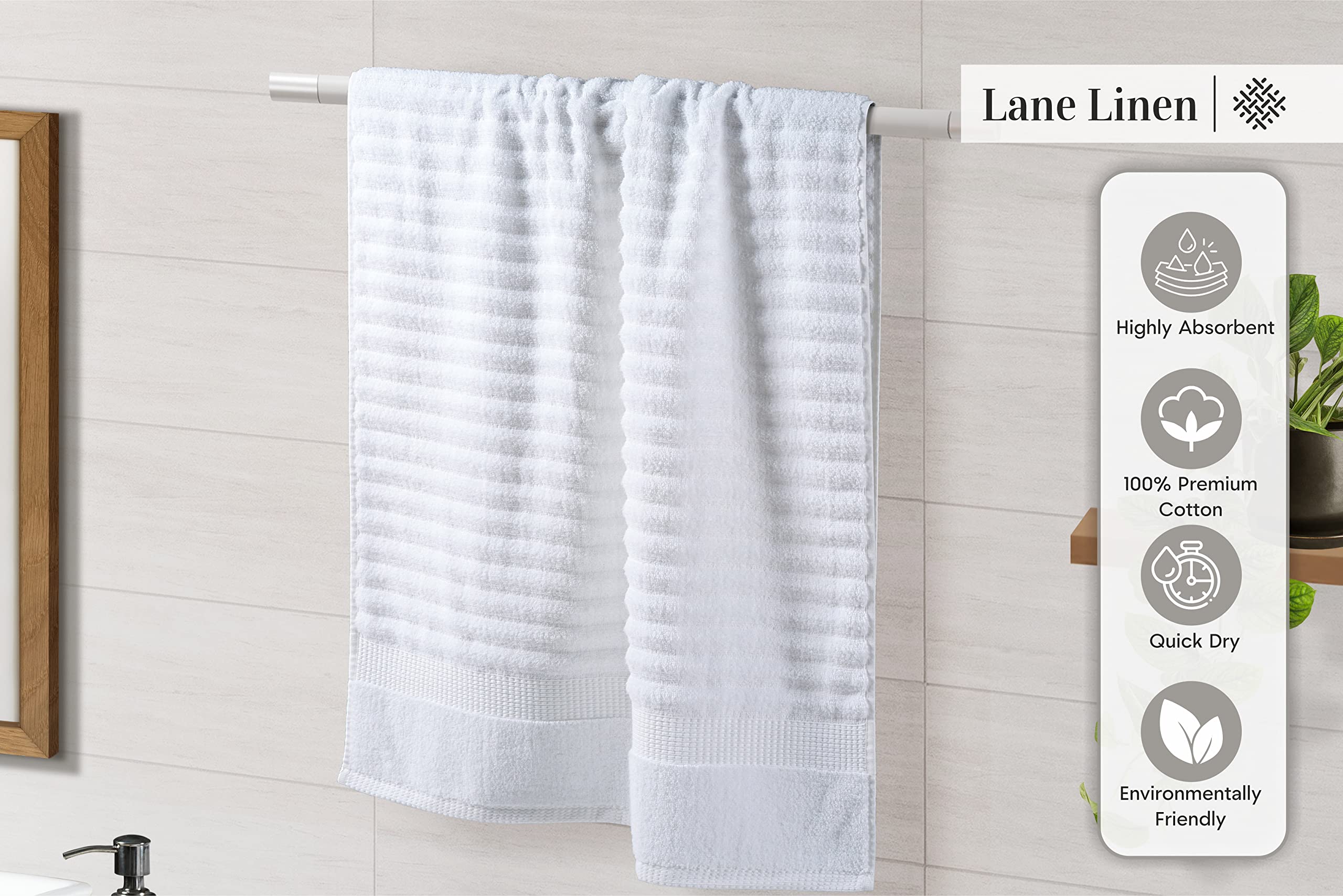 LANE LINEN hand towel hem detail showing reinforced stitching for durability