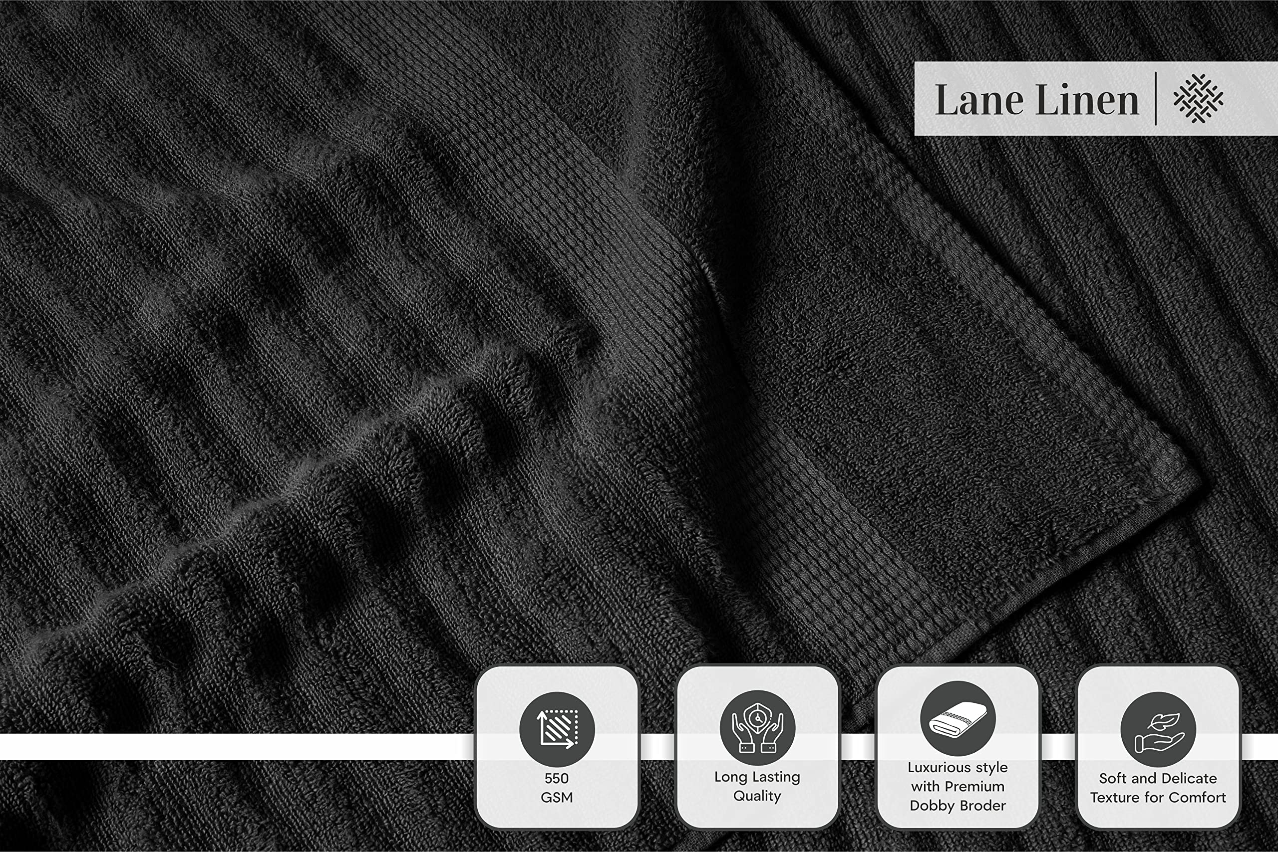 LANE LINEN hand towel draped over sink showing quick-dry convenience