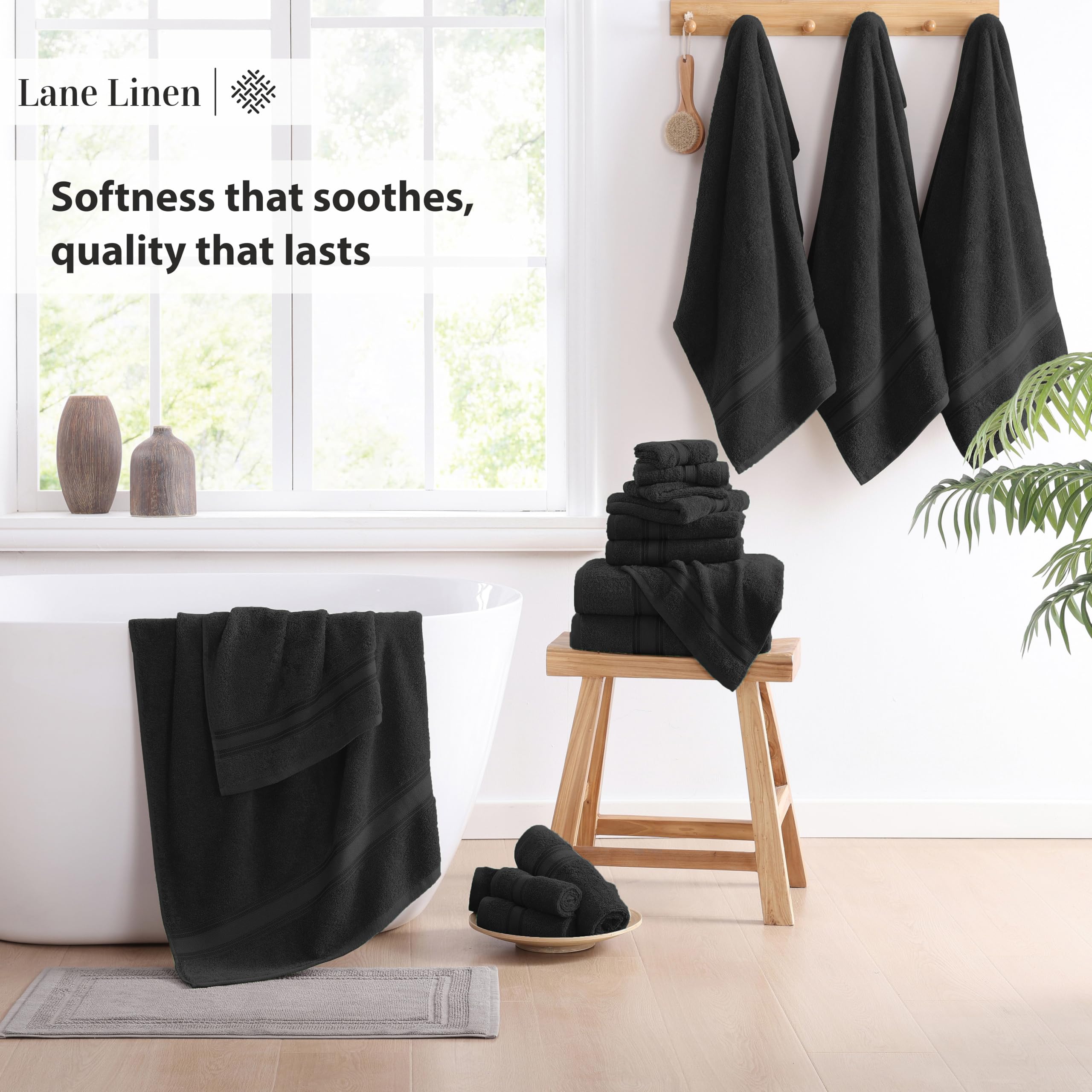 LANE LINEN hand towel by sink demonstrating convenient drying