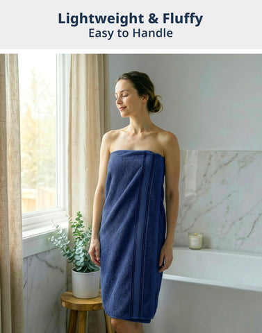 LANE LINEN hand towels stacked navy showcasing neat storage and quick-dry benefit