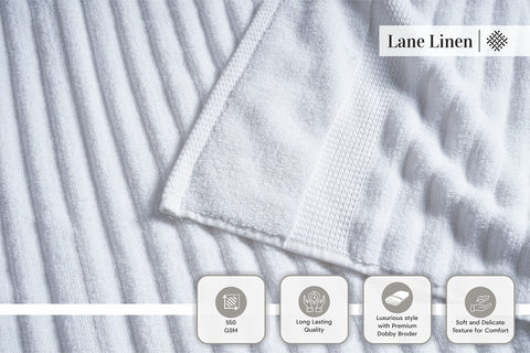 LANE LINEN towel in use drying hair demonstrating quick absorbency and softness