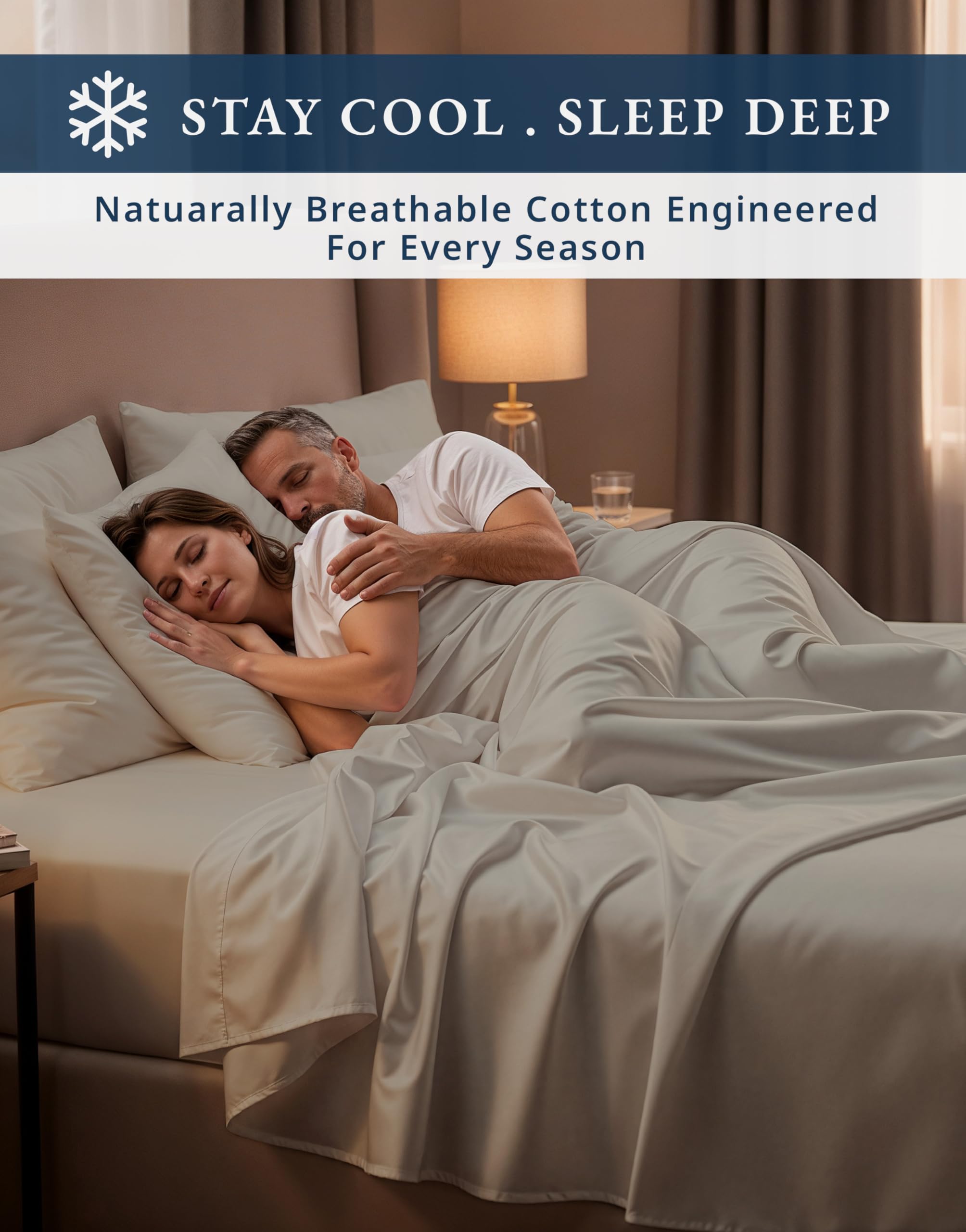 LANE LINEN bedroom lifestyle scene highlighting luxury look and cooling sleep comfort