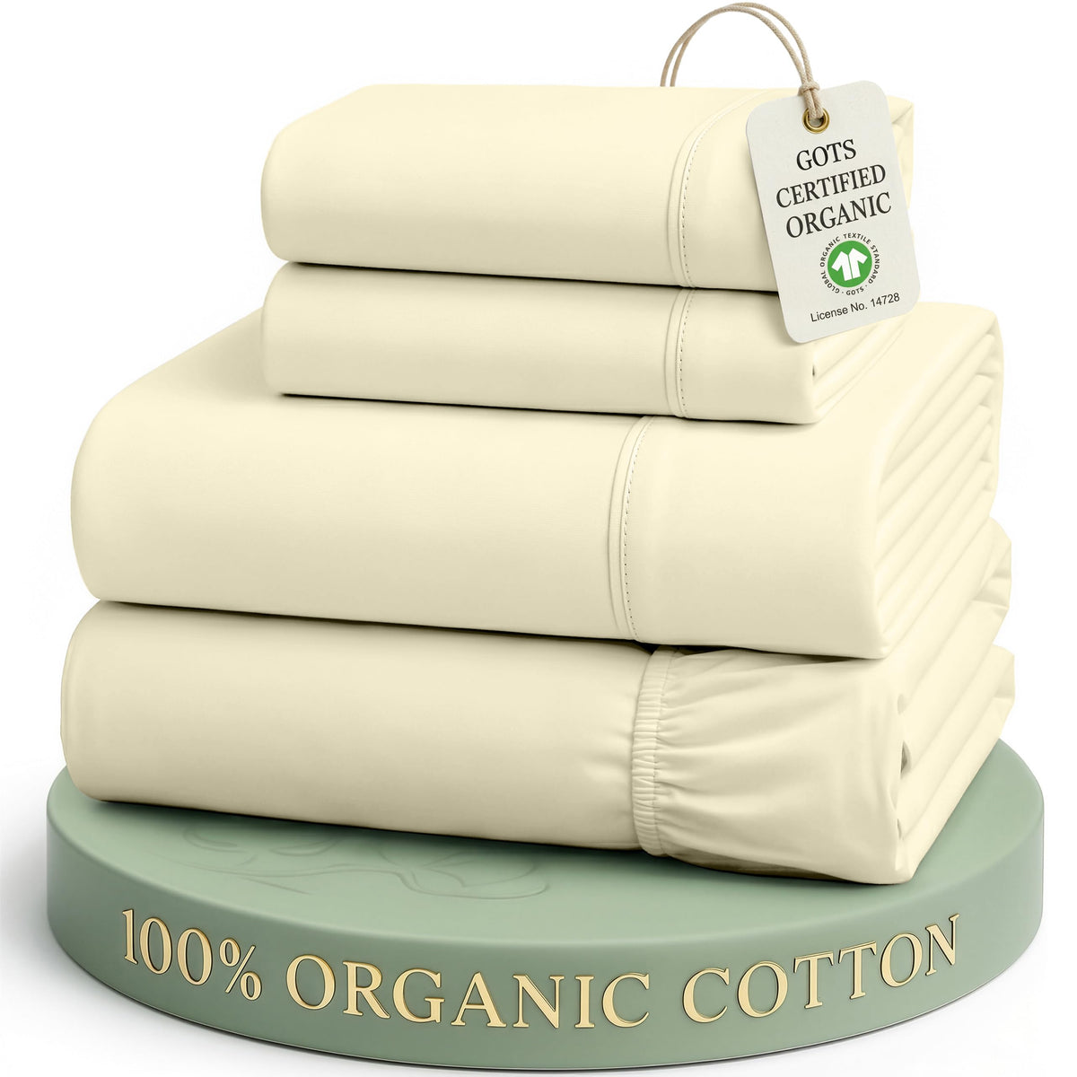 LANE LINEN front packaging of king sheet set showing sustainable bag and vanilla tone