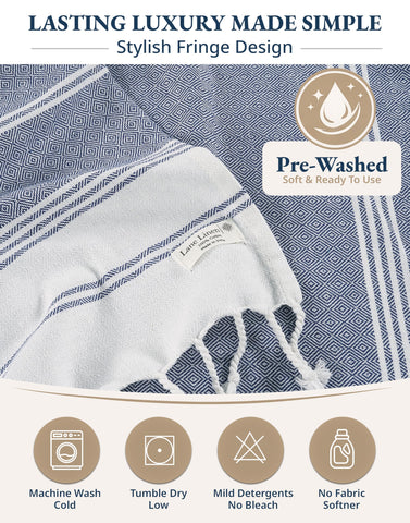 LANE LINEN care label close-up showing washability and easy maintenance