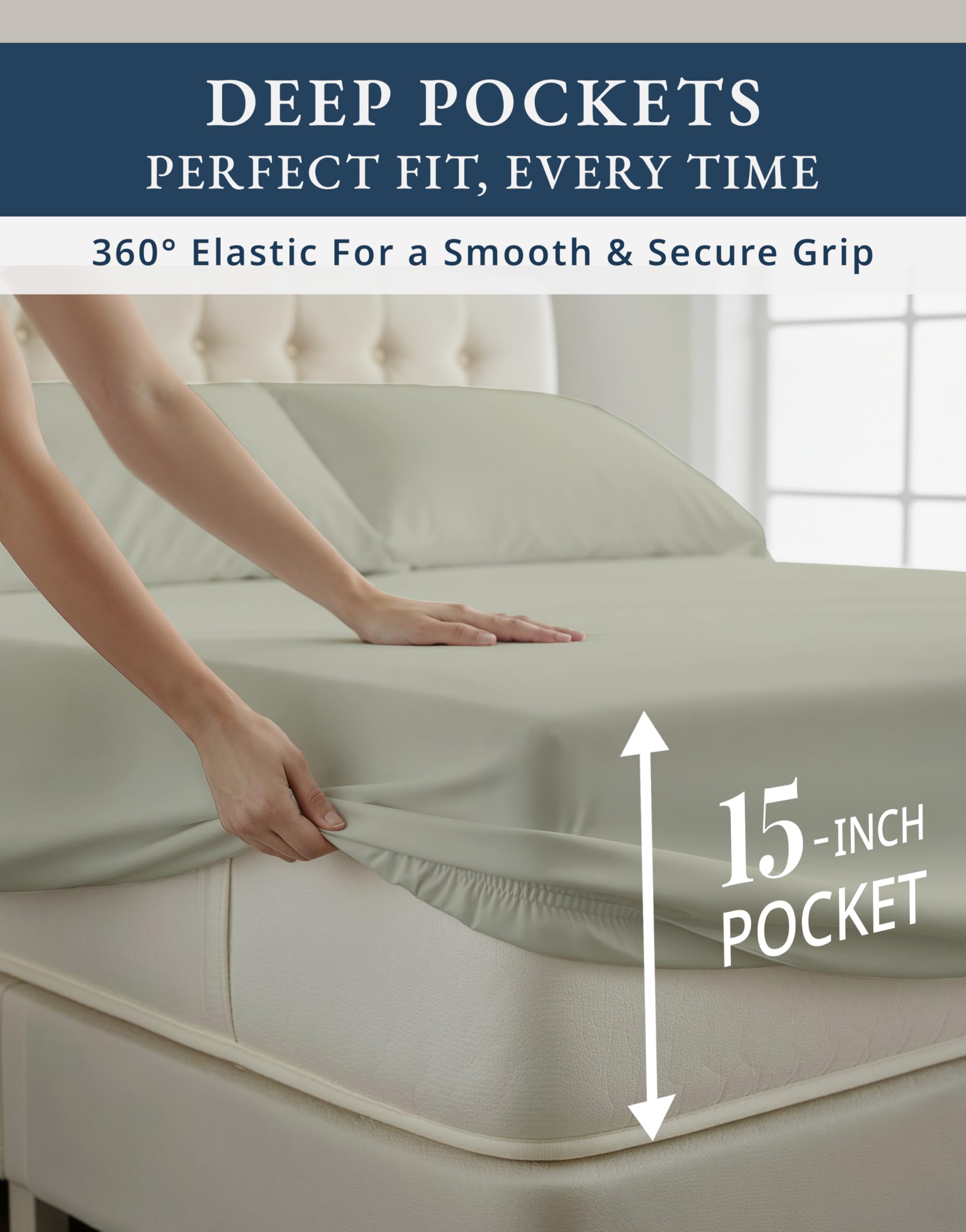 LANE LINEN queen bed in bedroom setting showing calming Mineral color