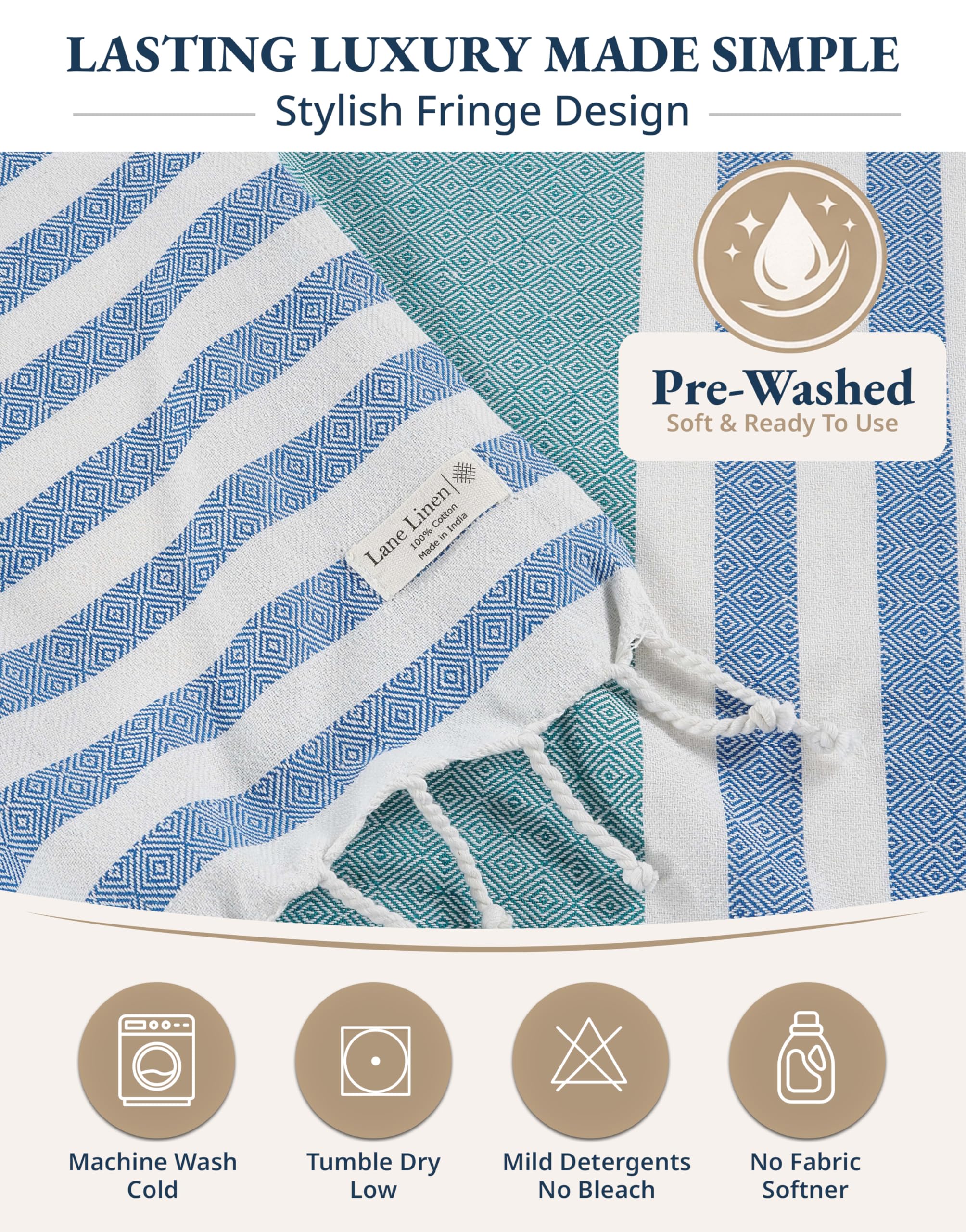 LANE LINEN color-coordinated multipack laid out, perfect for families