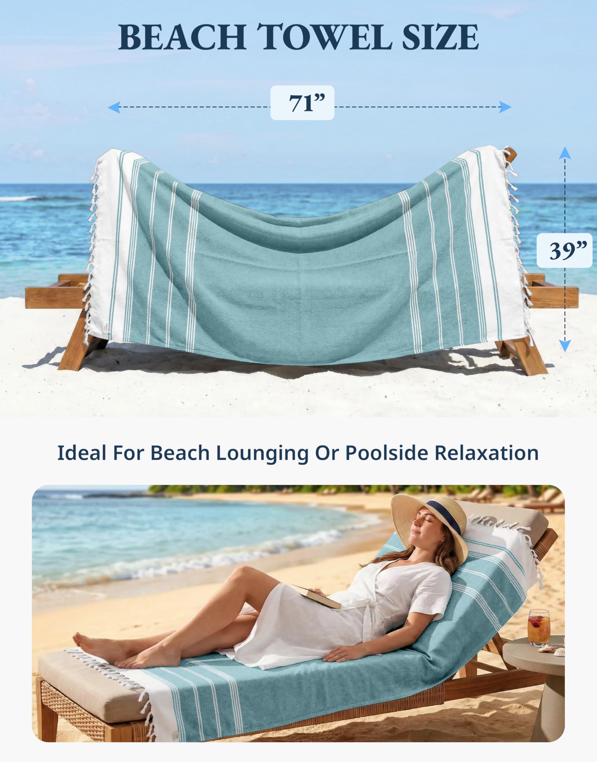 LANE LINEN towel on lounge chair demonstrating full coverage
