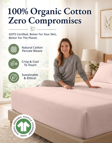 LANE LINEN fitted sheet on twin mattress styled to show true-to-size coverage