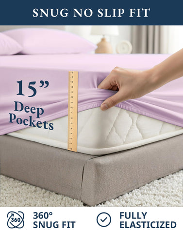 LANE LINEN size comparison with ruler showing queen dimensions and fit reassurance