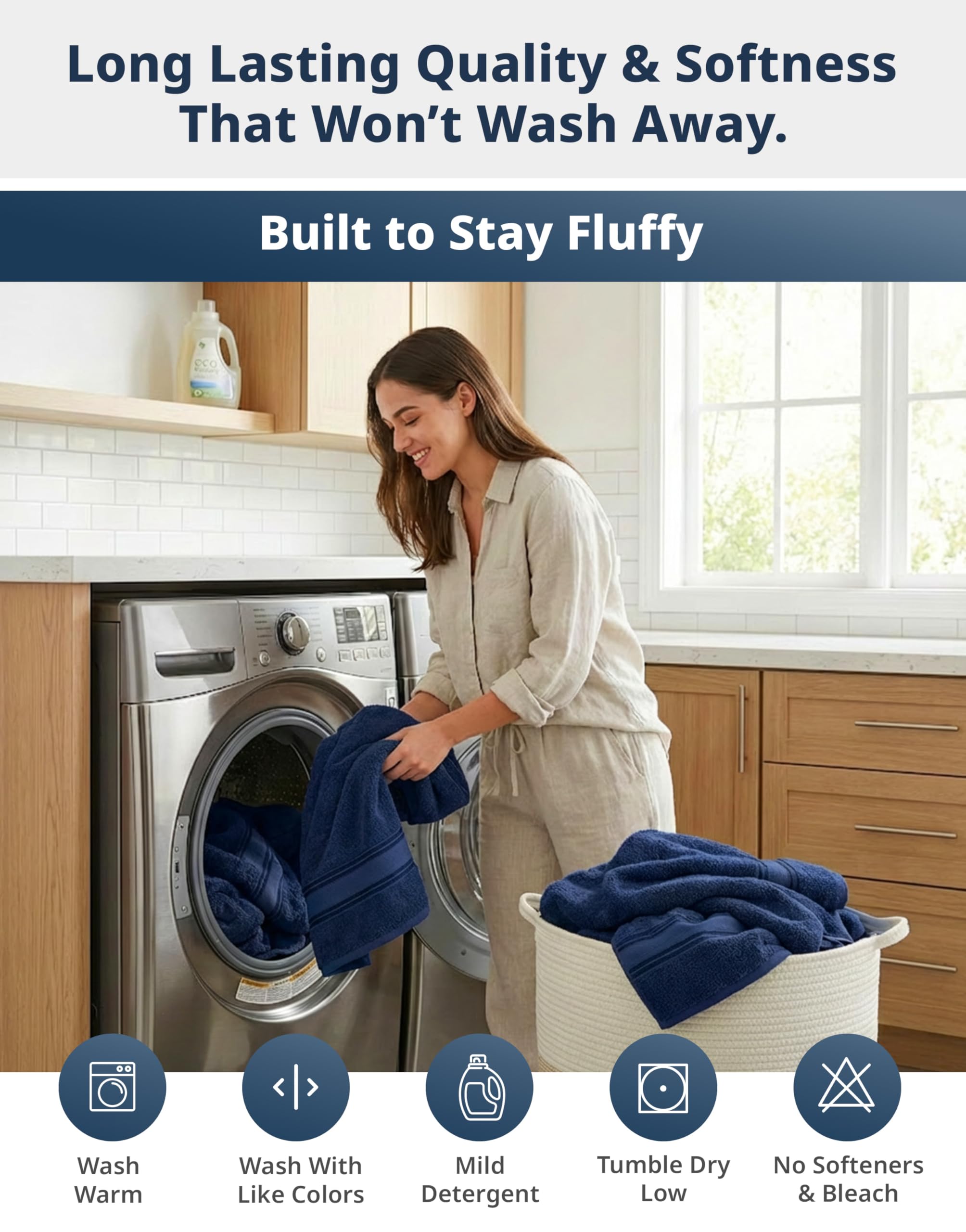 LANE LINEN vacuum-packed towels arriving flat for greener shipping
