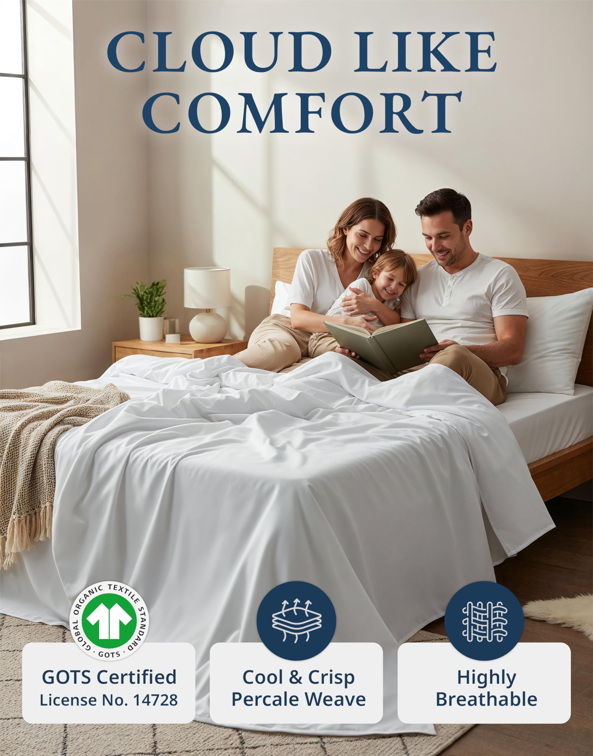 LANE LINEN percale weave close-up showing breathable texture for cooler sleep