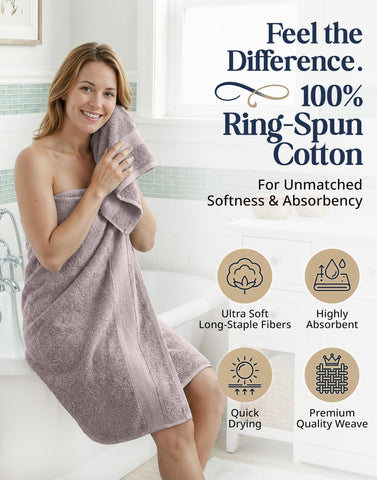 LANE LINEN folded bath towel in platinum demonstrating plush drape