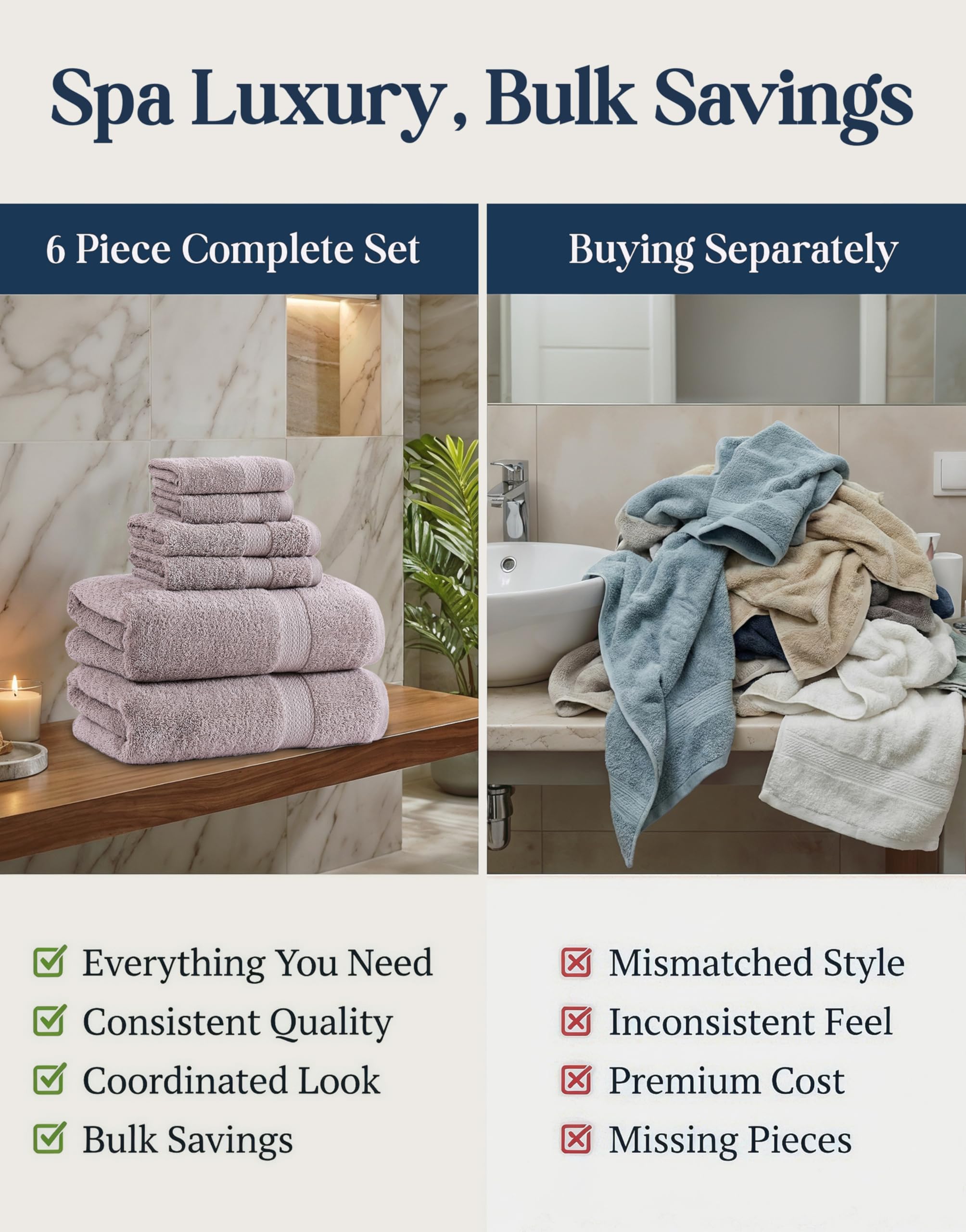 LANE LINEN towels styled in a bathroom suggesting cohesive décor benefit