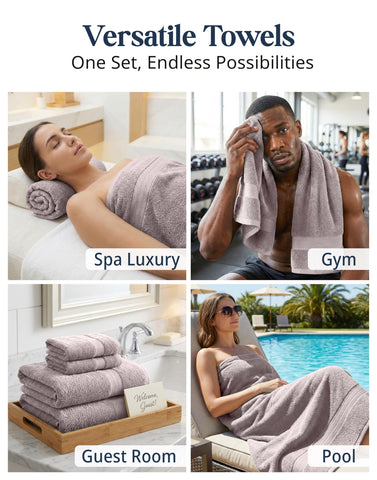 LANE LINEN towels next to ruler showing sizes and scale of each piece