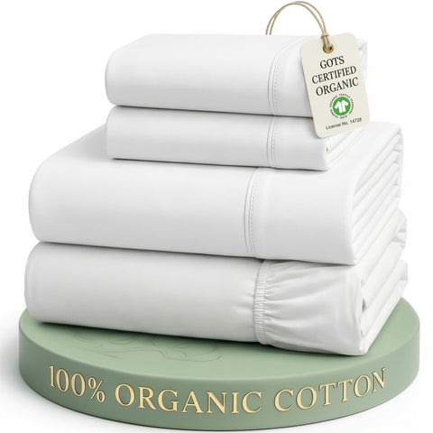 LANE LINEN front packaging of queen sheet set showing complete contents and eco packaging benefit