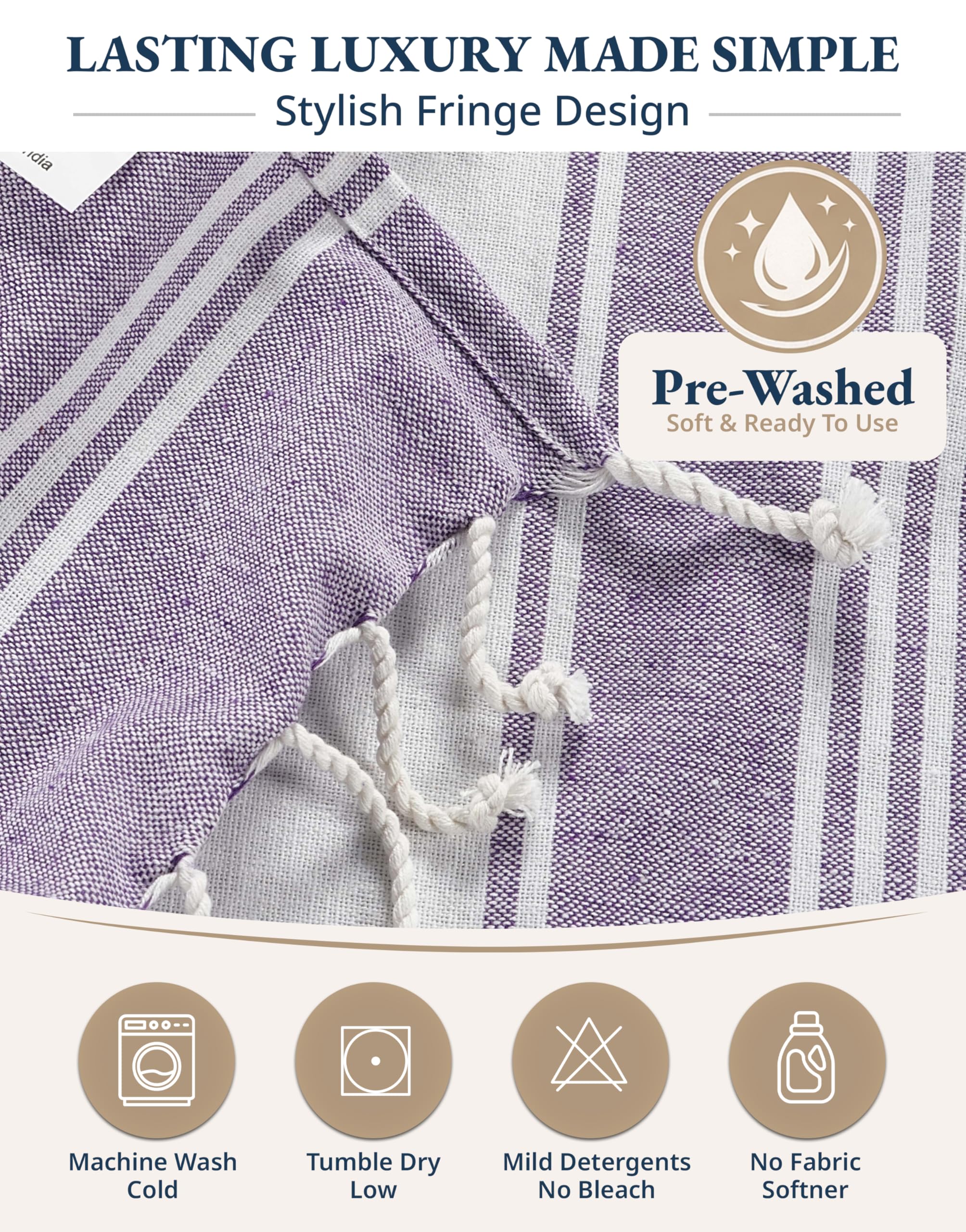 LANE LINEN Regal Orchid packed in suitcase showing travel-ready benefit