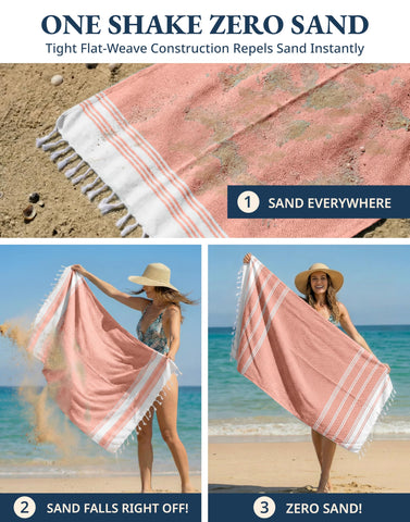 LANE LINEN shaken towel releasing sand to keep grit away