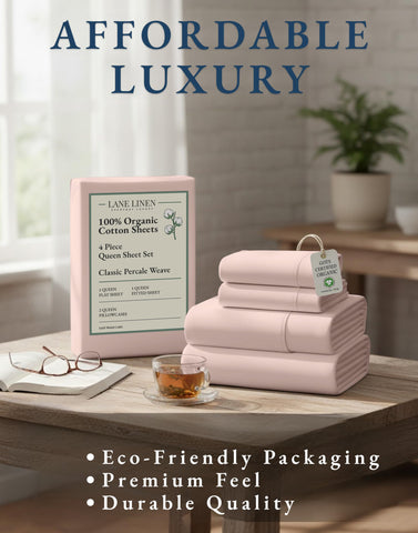 LANE LINEN reusable fabric bag packaging highlighting reduced plastic waste
