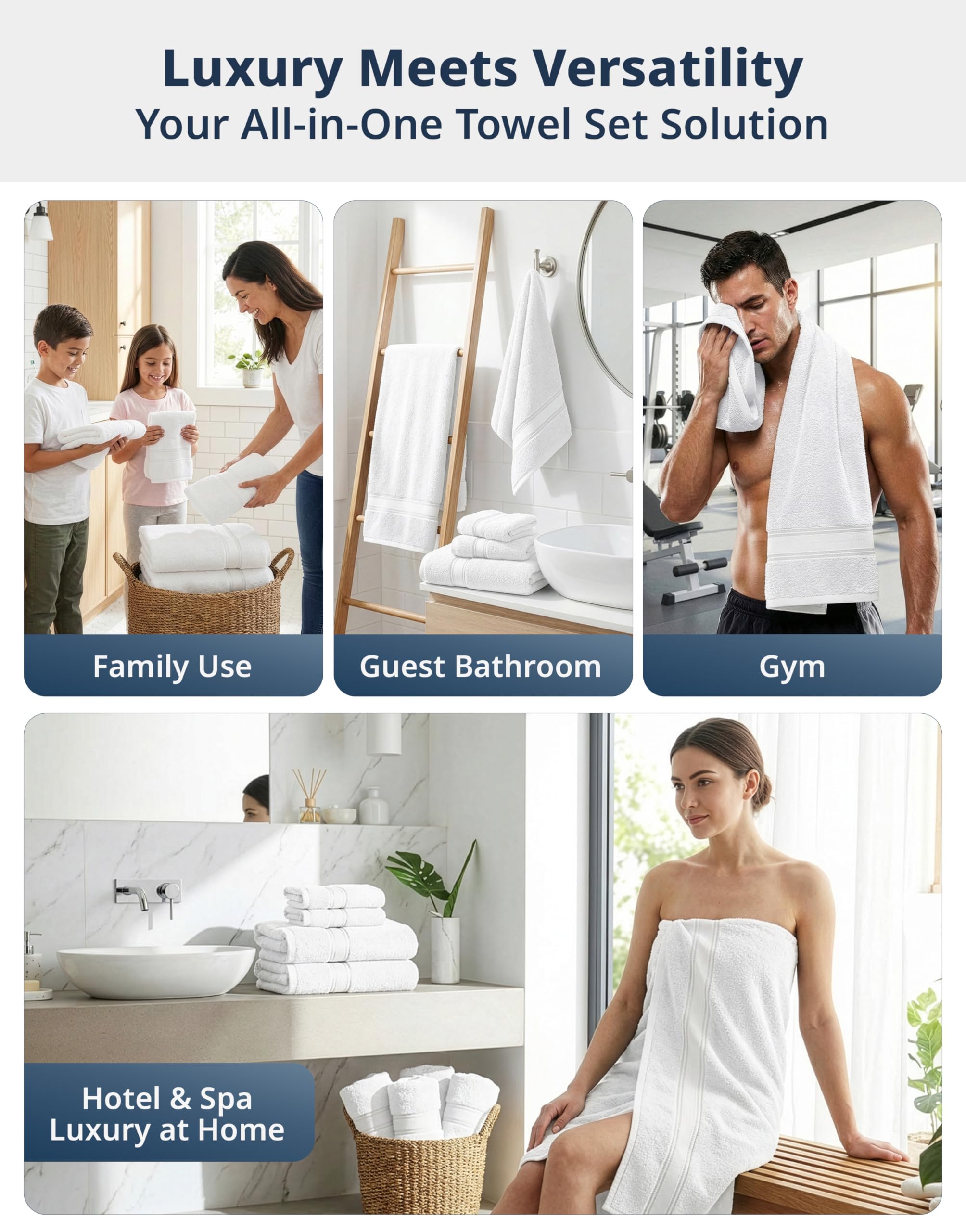 LANE LINEN towels styled in bathroom offering a fresh spa-like look