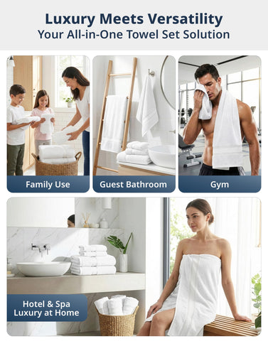 LANE LINEN towels styled in bathroom offering a fresh spa-like look