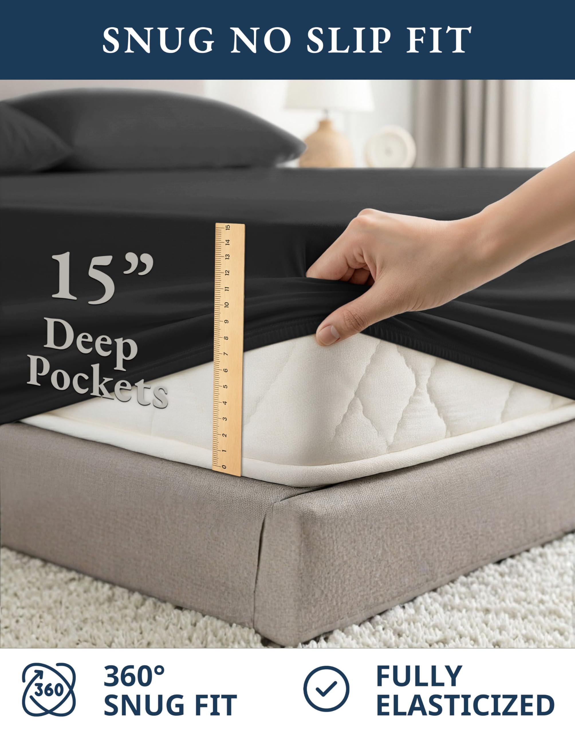 LANE LINEN sheet on Full mattress showing size and fit for thicker mattresses