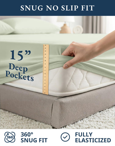 Lane Linen sheets on queen mattress illustrating true size fit