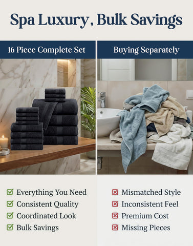 LANE LINEN stacked towels next to ruler showing true size and scale