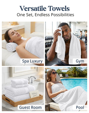 LANE LINEN towels beside ruler showing accurate size information