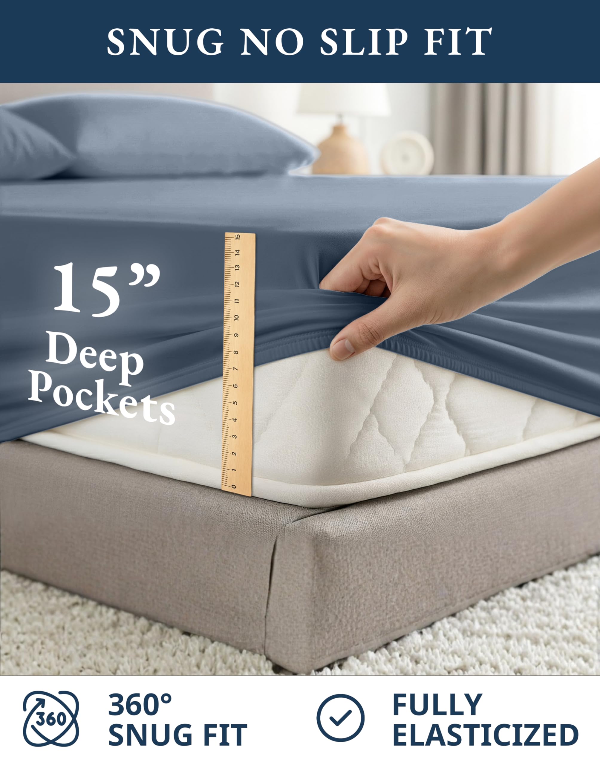 LANE LINEN Twin XL sheets on mattress demonstrating correct size and fit