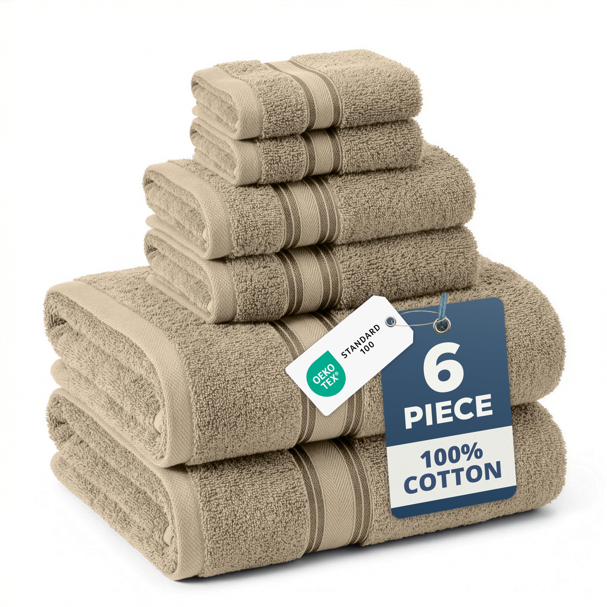 LANE LINEN taupe set folded neatly for tidy storage and quick access
