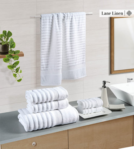 LANE LINEN close-up terry texture highlighting plush loops for better absorbency