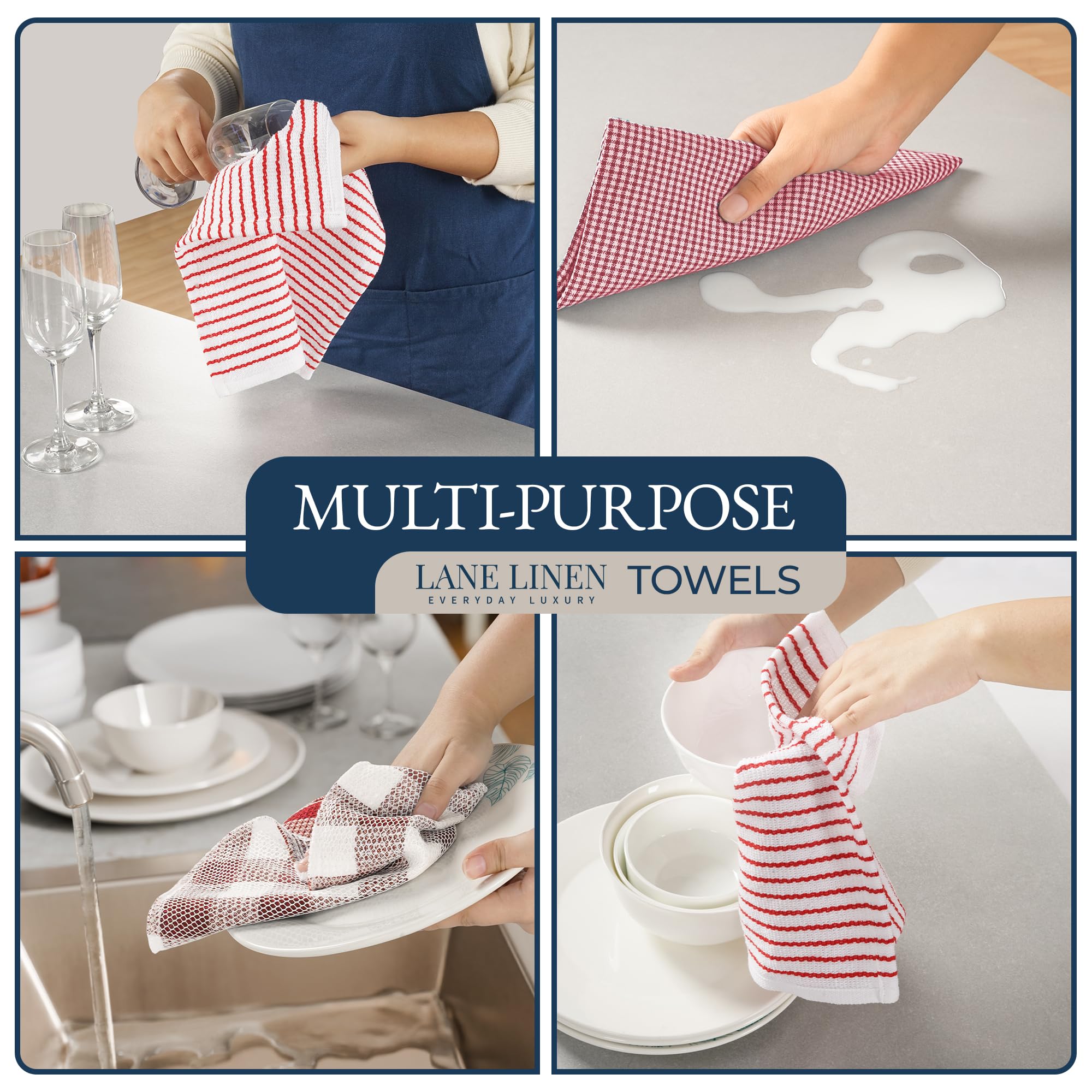 LANE LINEN textured scrubber cleaning a pan for effective stuck-on food removal