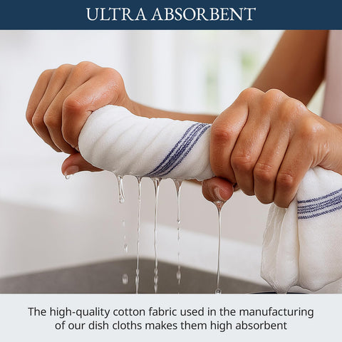 LANE LINEN towel absorbing a spill quickly to keep counters dry