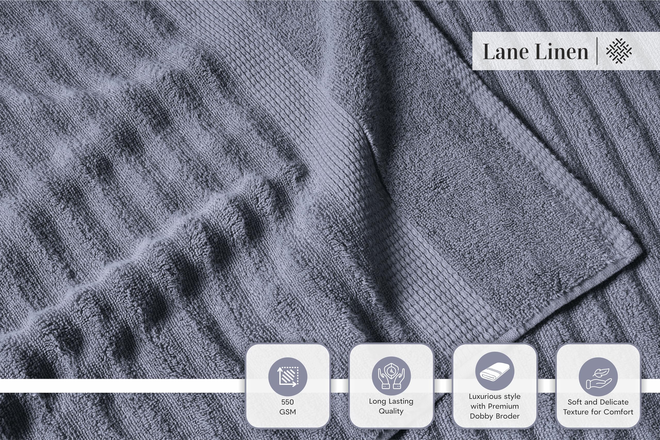 LANE LINEN towel edge and hem detail showing durable stitching benefit