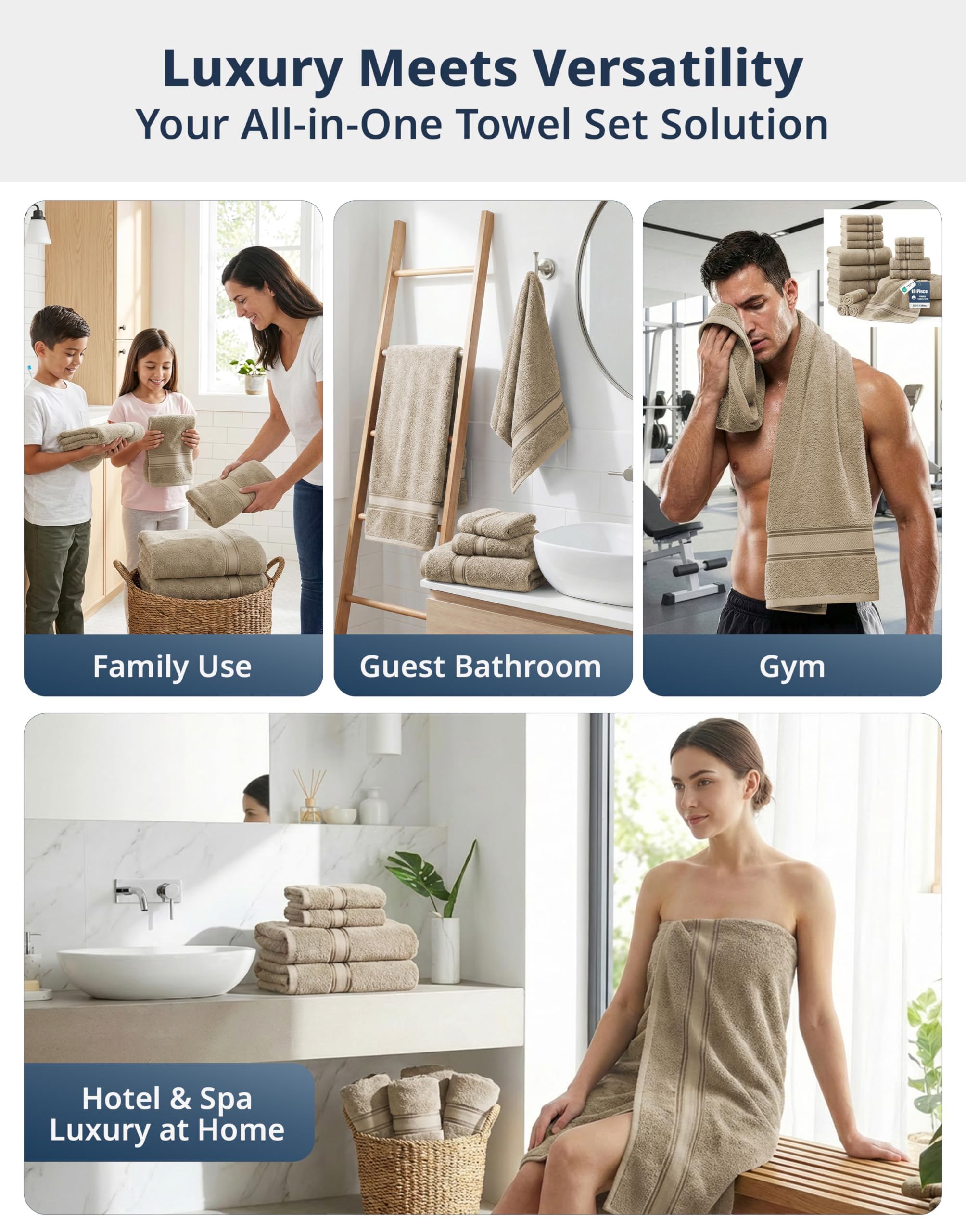 LANE LINEN towels arranged in bathroom suggesting spa-like comfort