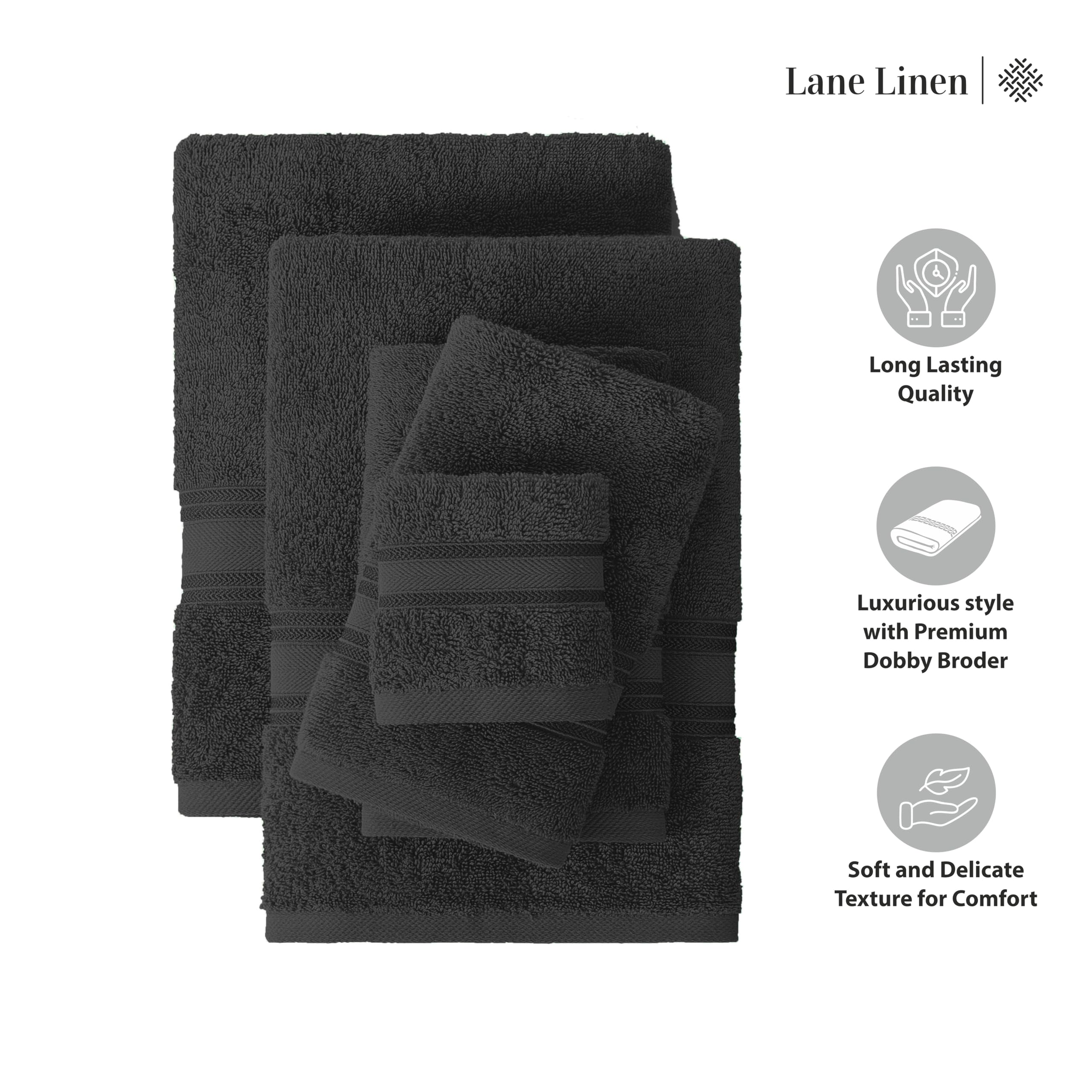 LANE LINEN towels styled in bathroom creating a modern look
