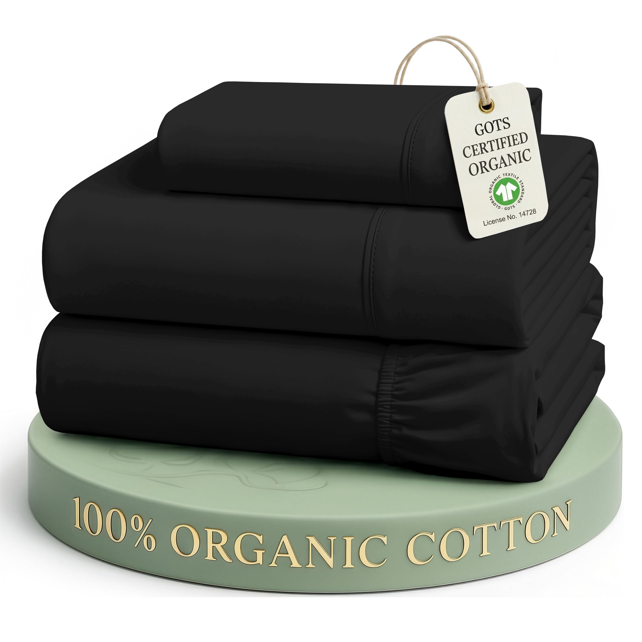 Lane Linen front packaging in black showing set and reusable bag for easy storage