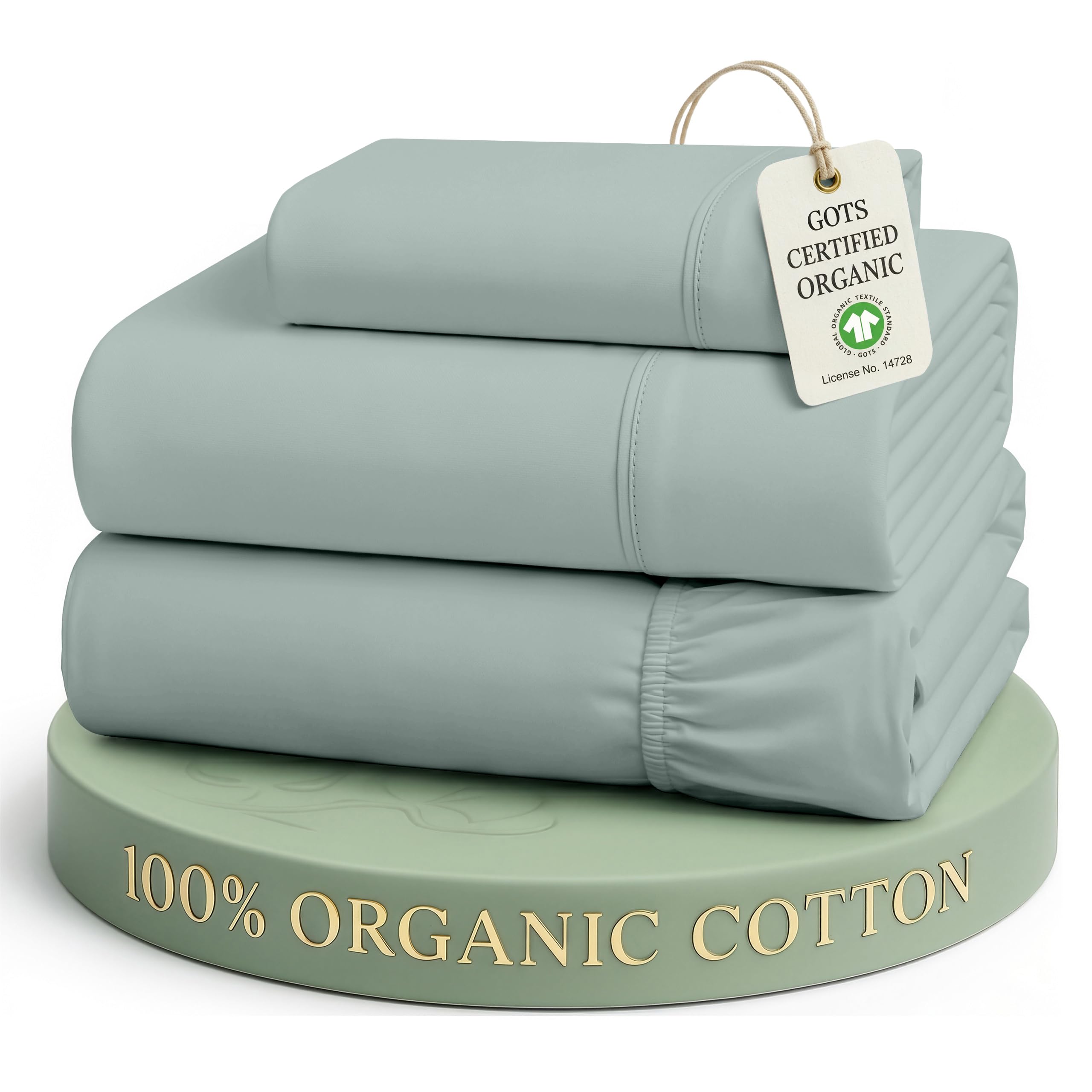 LANE LINEN front packaging of Twin XL sheet set showing French Blue and breathable benefits