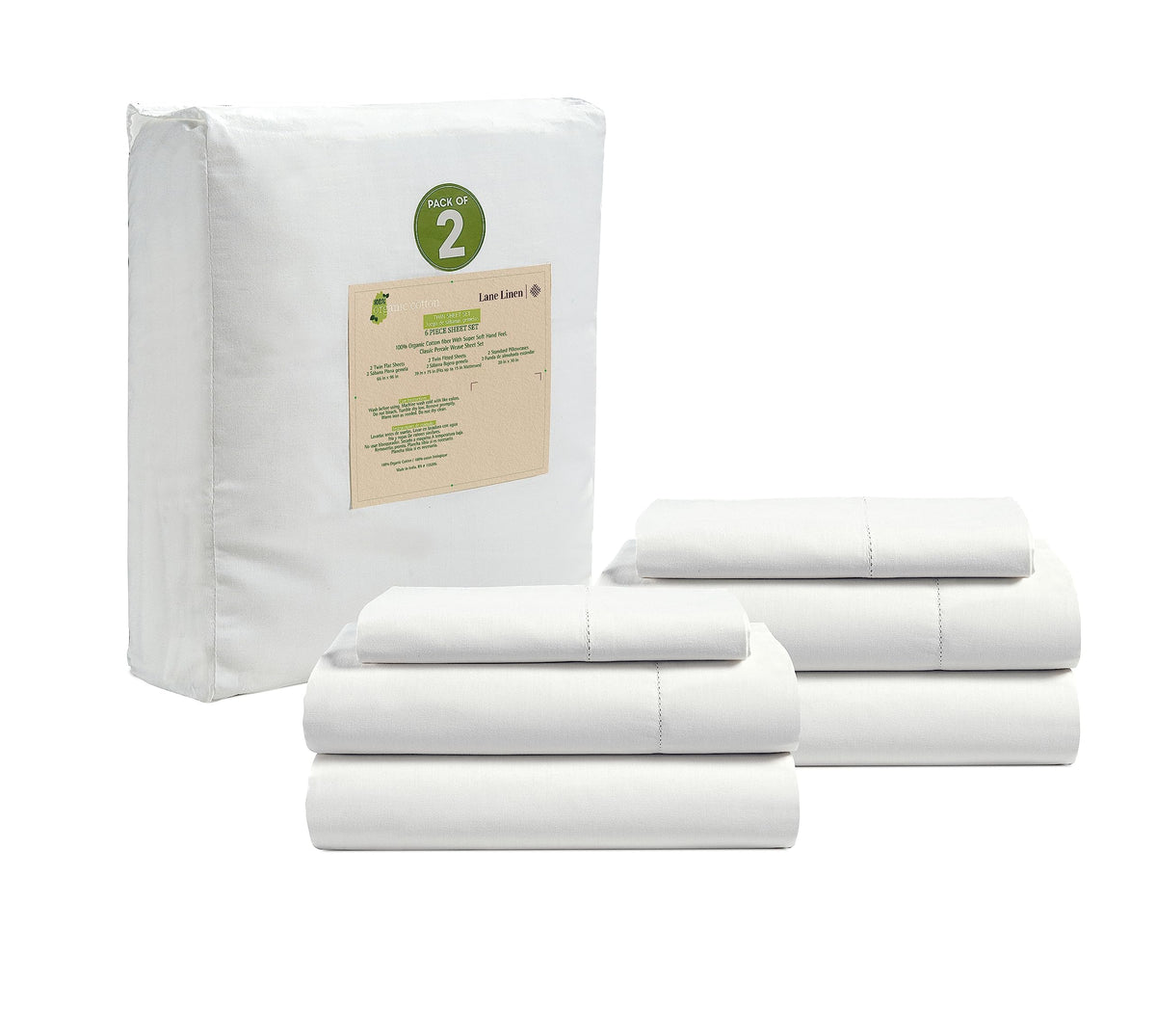 LANE LINEN flat sheet front view showing crisp percale and breathable feel