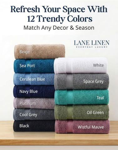 LANE LINEN vacuum packed towels showing eco-friendly shipping and compactness